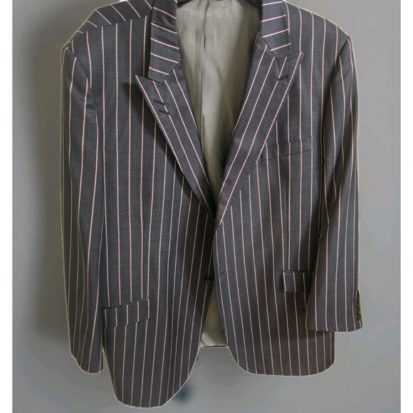Ranieri Uomo 54L Blazer | Super 150’s Wool | Made in Italy | Navy Pink Pinstripe - Picture 3 of 16